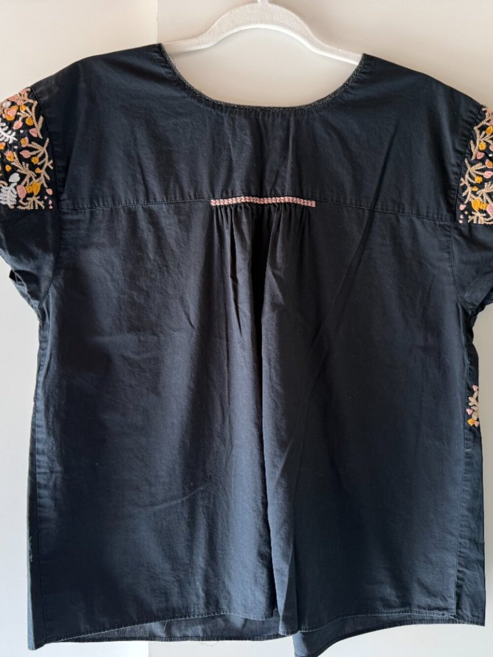 Madewell Springtime Black Embroidered Short Sleeve Blouse Size L - Picture 5 of 7